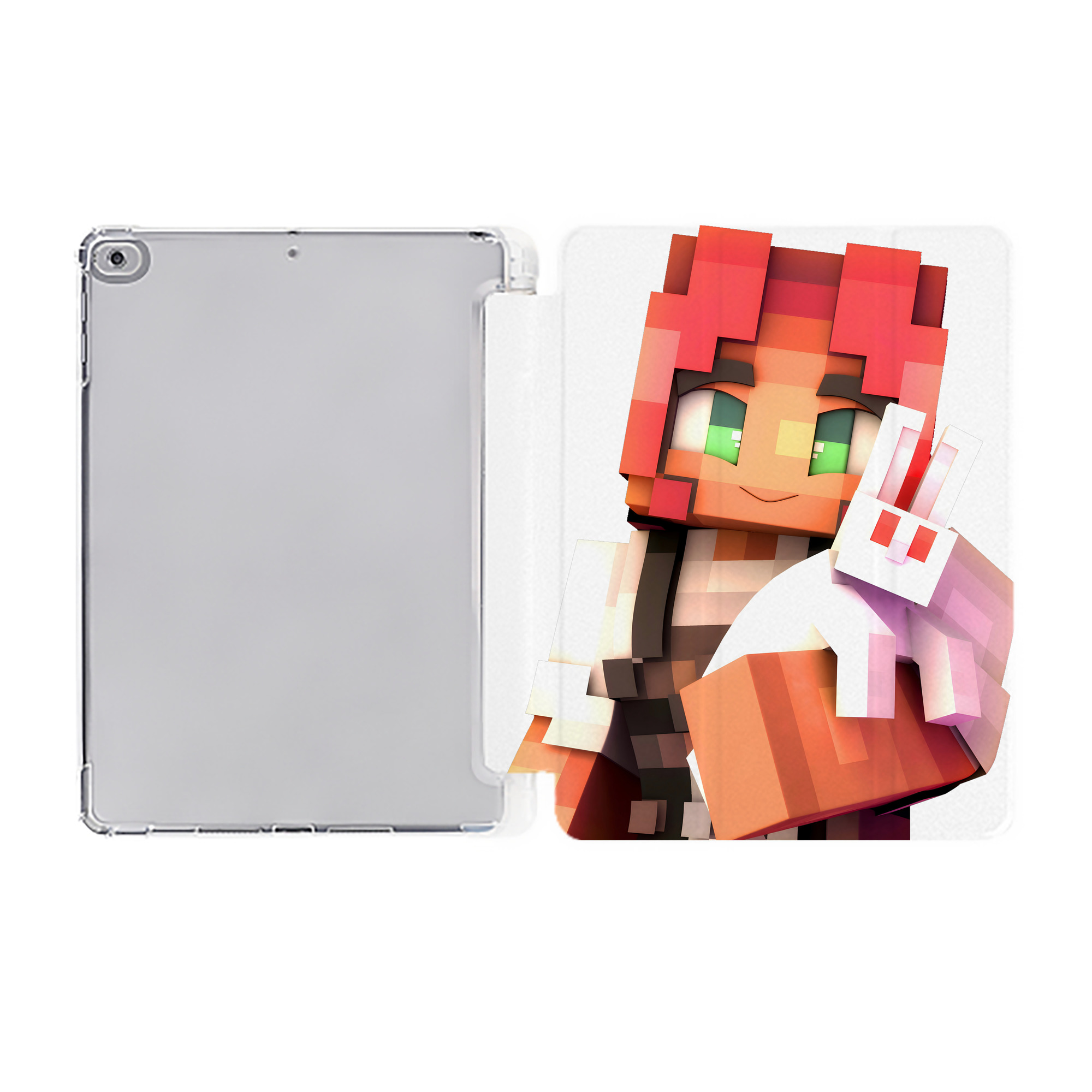 （画像用） マインクラフト ブロックの世界 Minecraft MC Block world IPad ケース ペン収納付き 三つ折りスタンド PUレザー×シリコン 対応機種9.5/10.5/10.9インチ